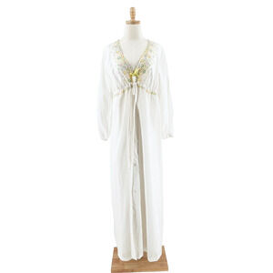 VTG 70s JCPenney Peignoir Set M/L Embroidered Lace Romantic Cottage Prairie Boho